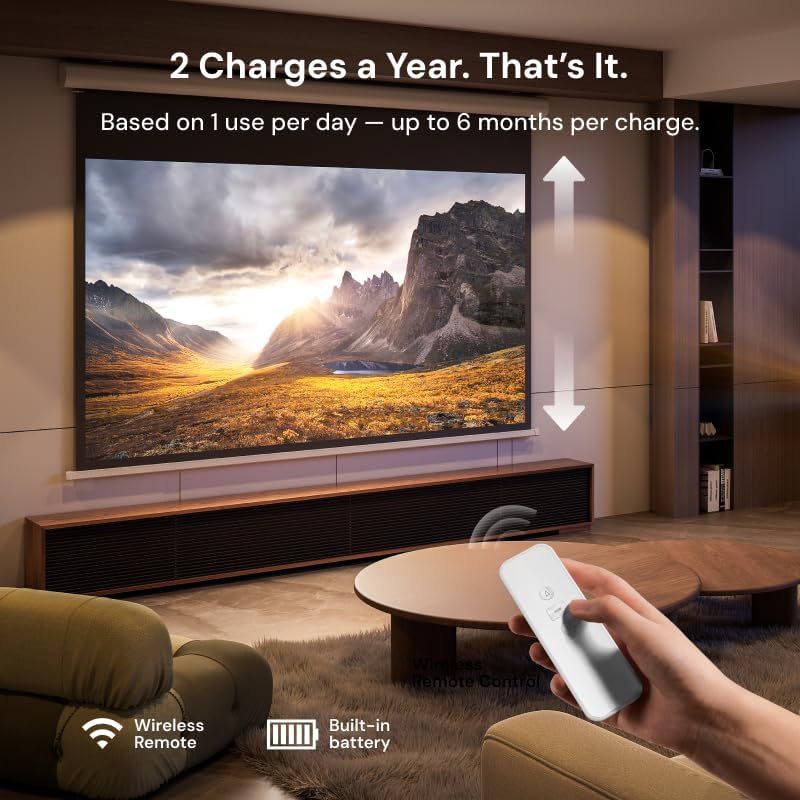 120inc Motorize Projecto Screen Outdoo Waterproo Drop-Dow Screen Recharge Yearly 4K/8 Ultr HD Wrinkle-Free Aluminu Frame fo Theater-Grad Hom Backyar Movi Night