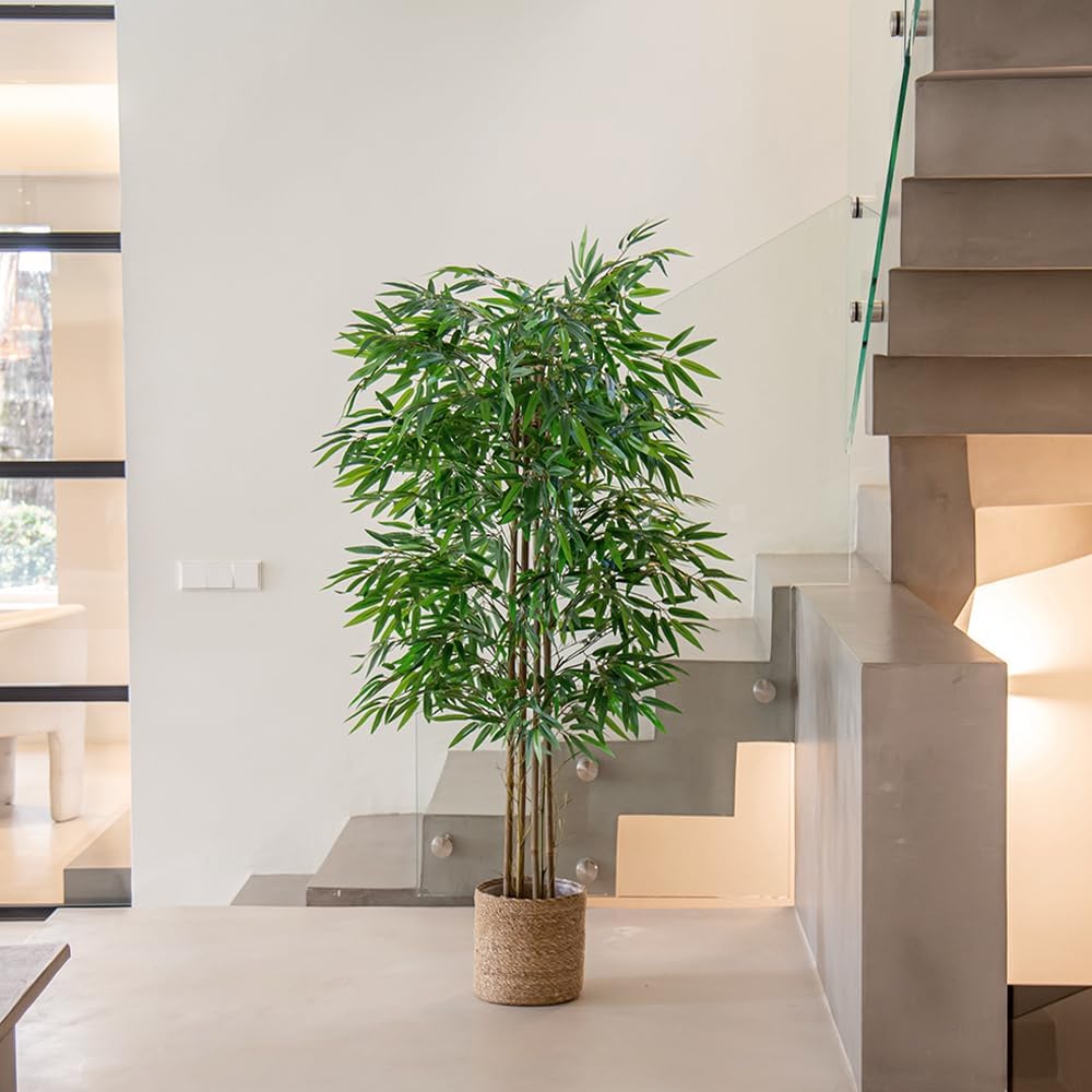 Maia Shop 5ft Artificial Bamboo Tree Plant for House, Apartment or Office ¨C Realistic Fake Indoor Plants for Living Room, Bedroom, Bathroom, Entryway or Patio ¨C Faux Greenery for Home D¨¦cor