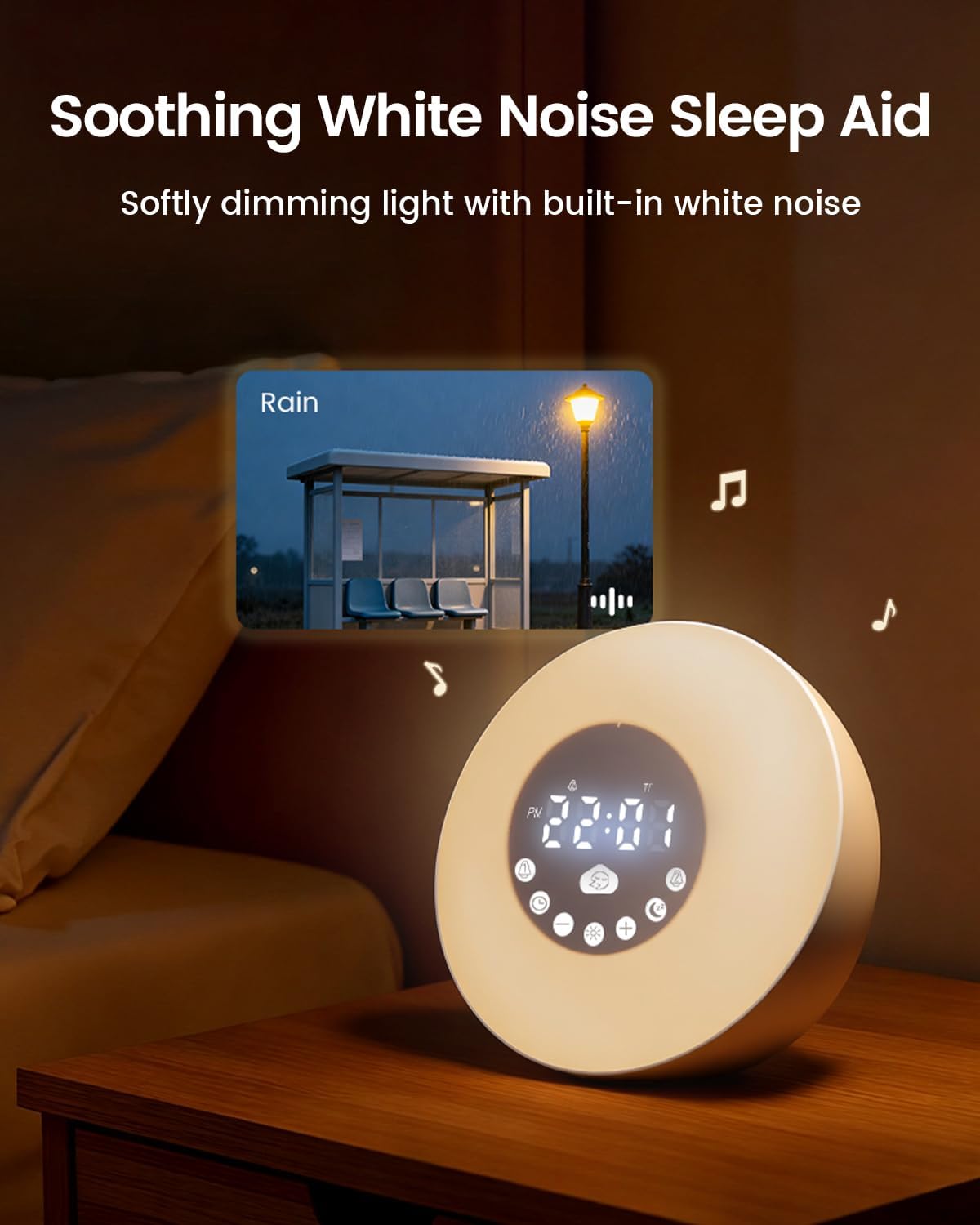 Glocusen Sunris Alar Clock Sunris Simulatio Wak U Light Slee Ai Mod wit Timer 4-in- Whit Nois Machine Bluetoot Speaker F Radio Dua Alarm wit Snooz fo Adults Bab Bedroom