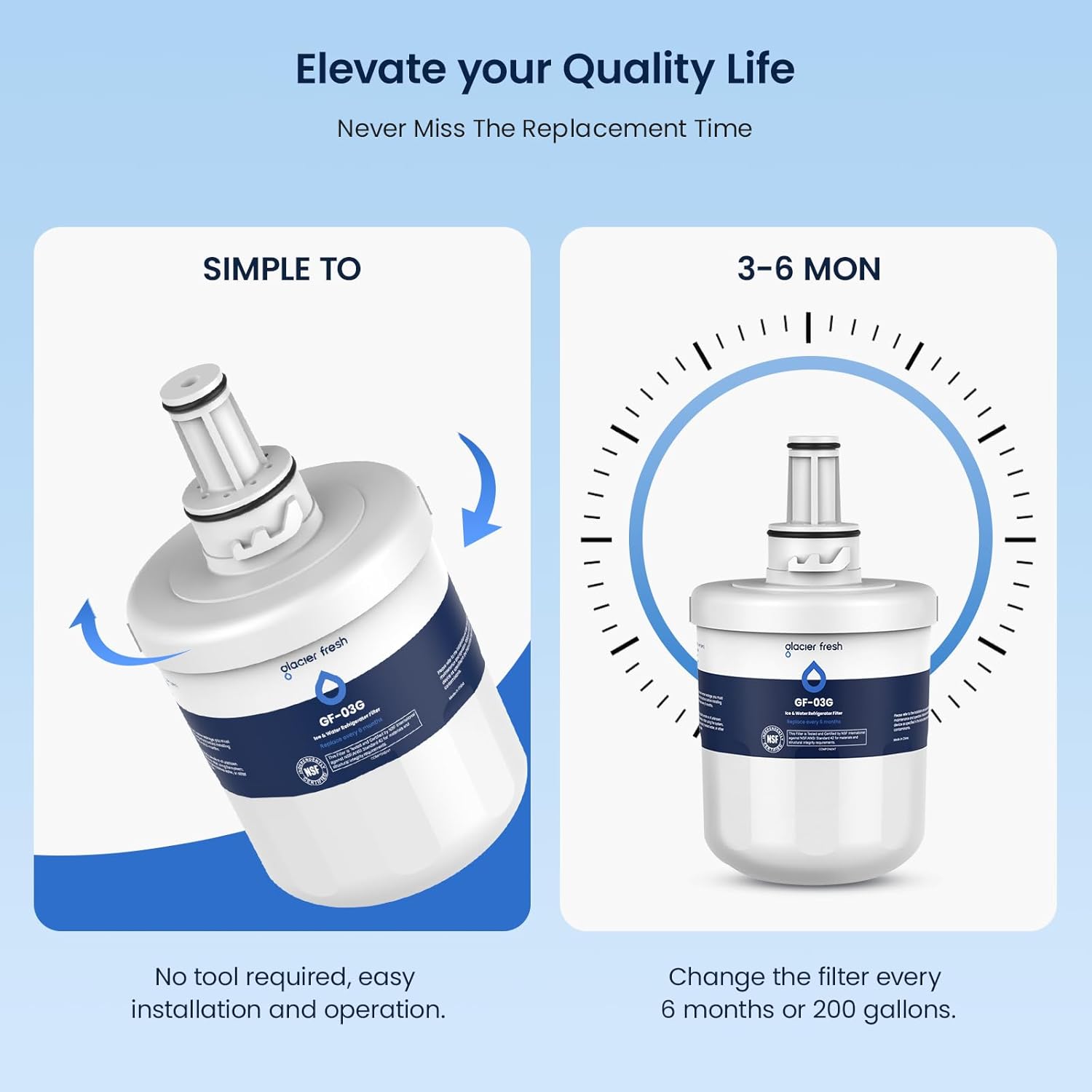 GLACIER FRESH Replacement for DA29-00003G Water Filter, Compatible with Samsung* Aqua-Pure Plus, DA29-00003F, DA29-00003B, HAFCU1, RFG237AARS, FMS-1, RS22HDHPNSR, RSG257AARS, WSS-1, 3 Pack