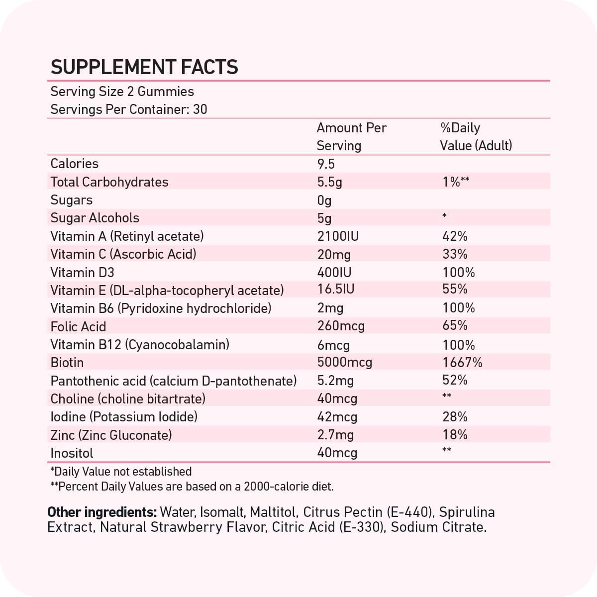 Boldif Hai Growt Gummie Sugar-Fre Bioti Gummie Fast-Actin Vega Vitamin fo Skin Nails an Hai 5000mc Biotin/Serving 30-Da Suppl Natura Strawberr Flavor