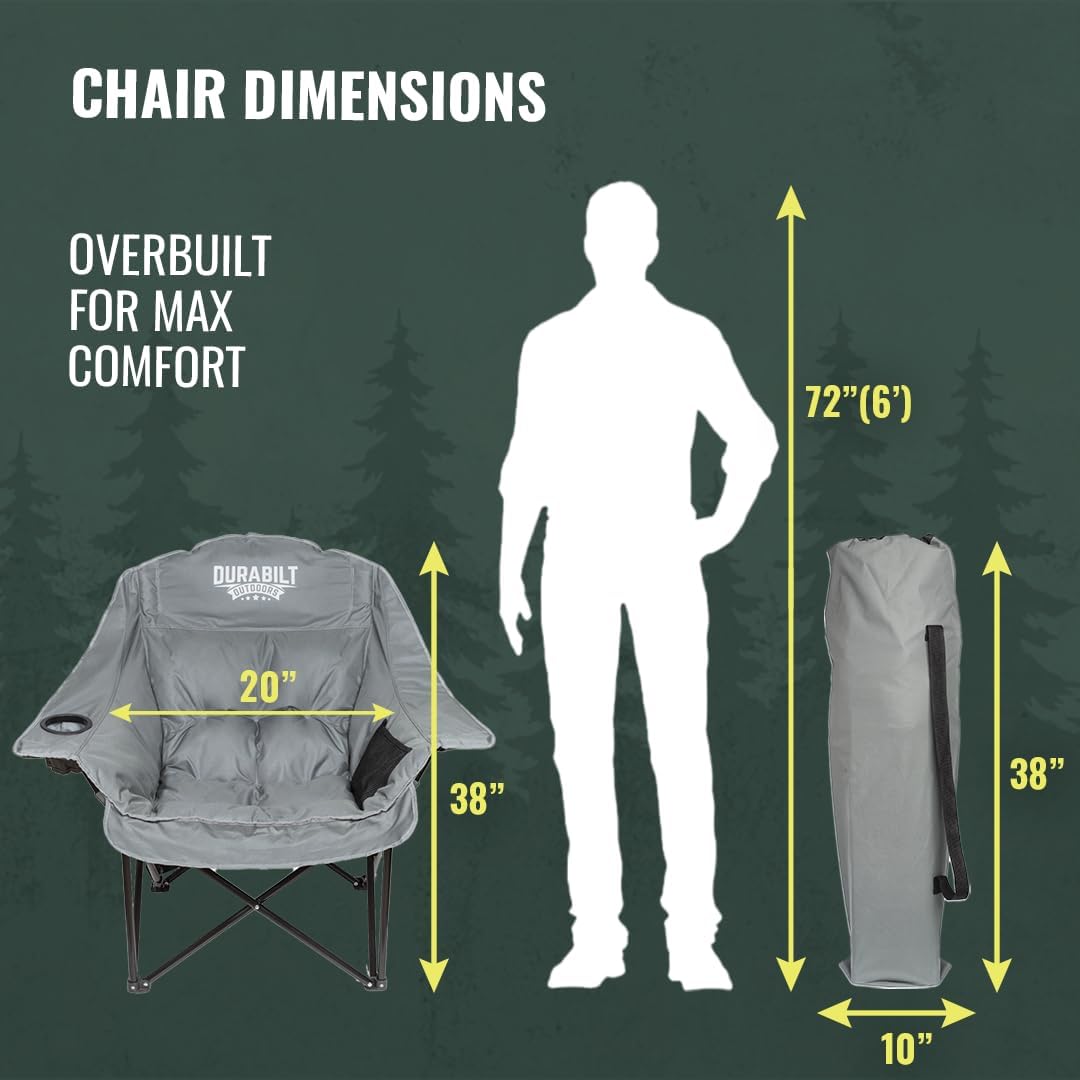 Oversize X Heav Dut Chai Wid Foldin Cam Chai fo Adults Portabl fo Sports Baseball Camping Outdoo Adventures 400lb Support Comfortabl Paddin Hea Rest Cu Holder
