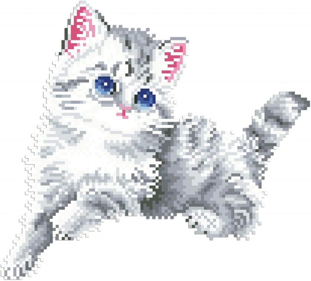 DIAMON DOT Kitte i Th Sno wit Fram Ca Diamon Paintin Kit fo Adult Diamon Ar Kit Relaxin Creativ Craf Ki wit Dot Gem 14inchx11inch