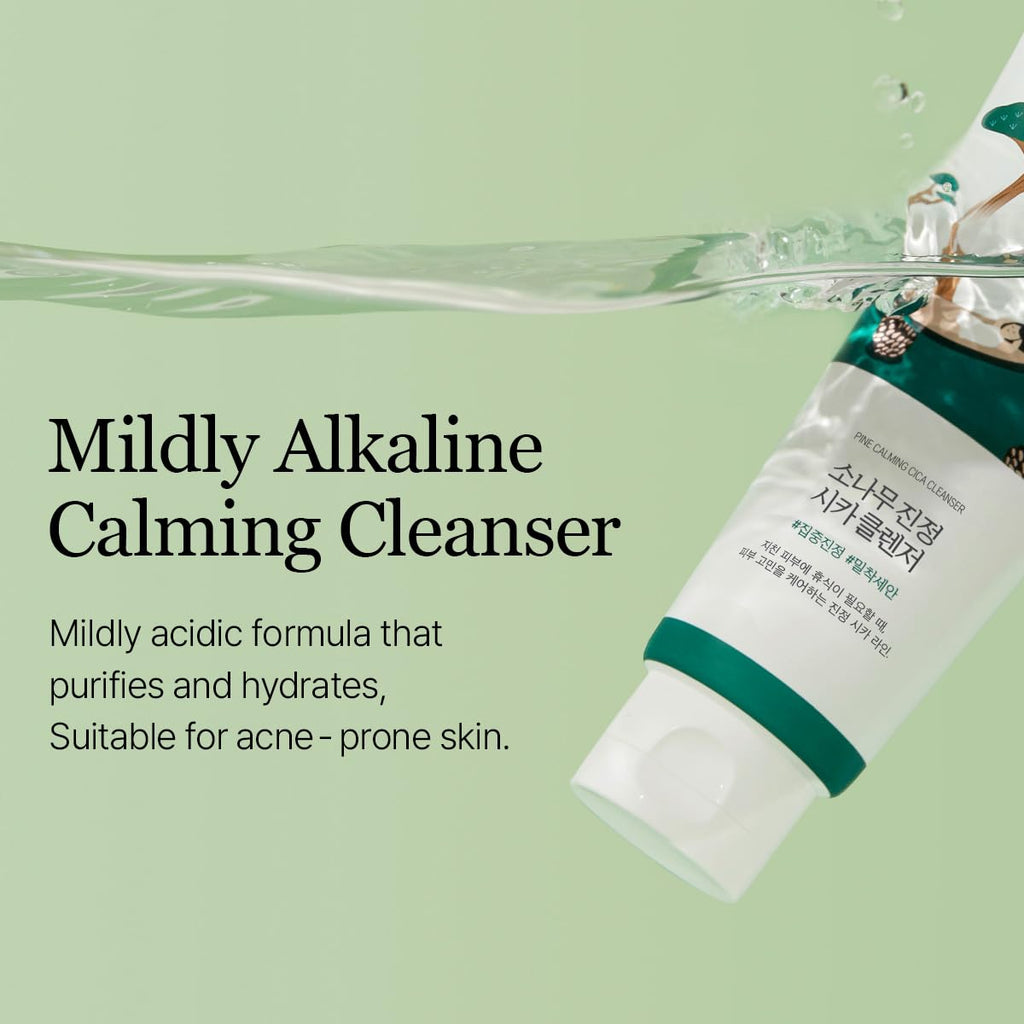 ROUND LAB Pine Calming Cica Cleanser 5.07 Fl Oz ¨C Acne Face Wash with Salicylic Acid, BHA & LHA for Sensitive Skin, Soothing Cica + Hydrating Hyaluronic Acid, Gentle Foaming Cleanser, 150ml