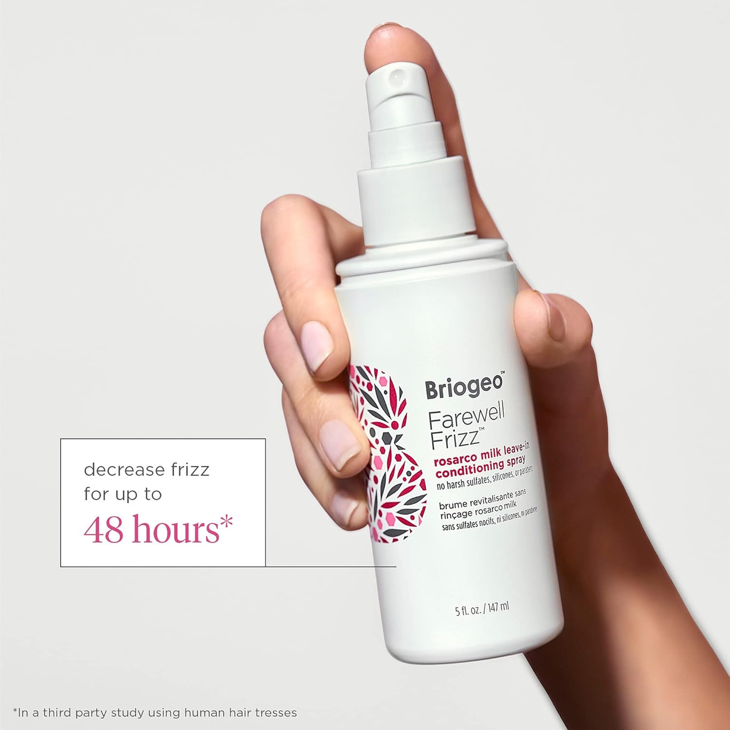 Briogeo Farewell Frizz Rosarco Milk Leave-In Conditioning Spray, Anti Frizz Leave In Conditioner for Curly Hair, Hair Detangler Spray Hair Moisturizer with Argan Oil, Vegan, Cruelty-Free