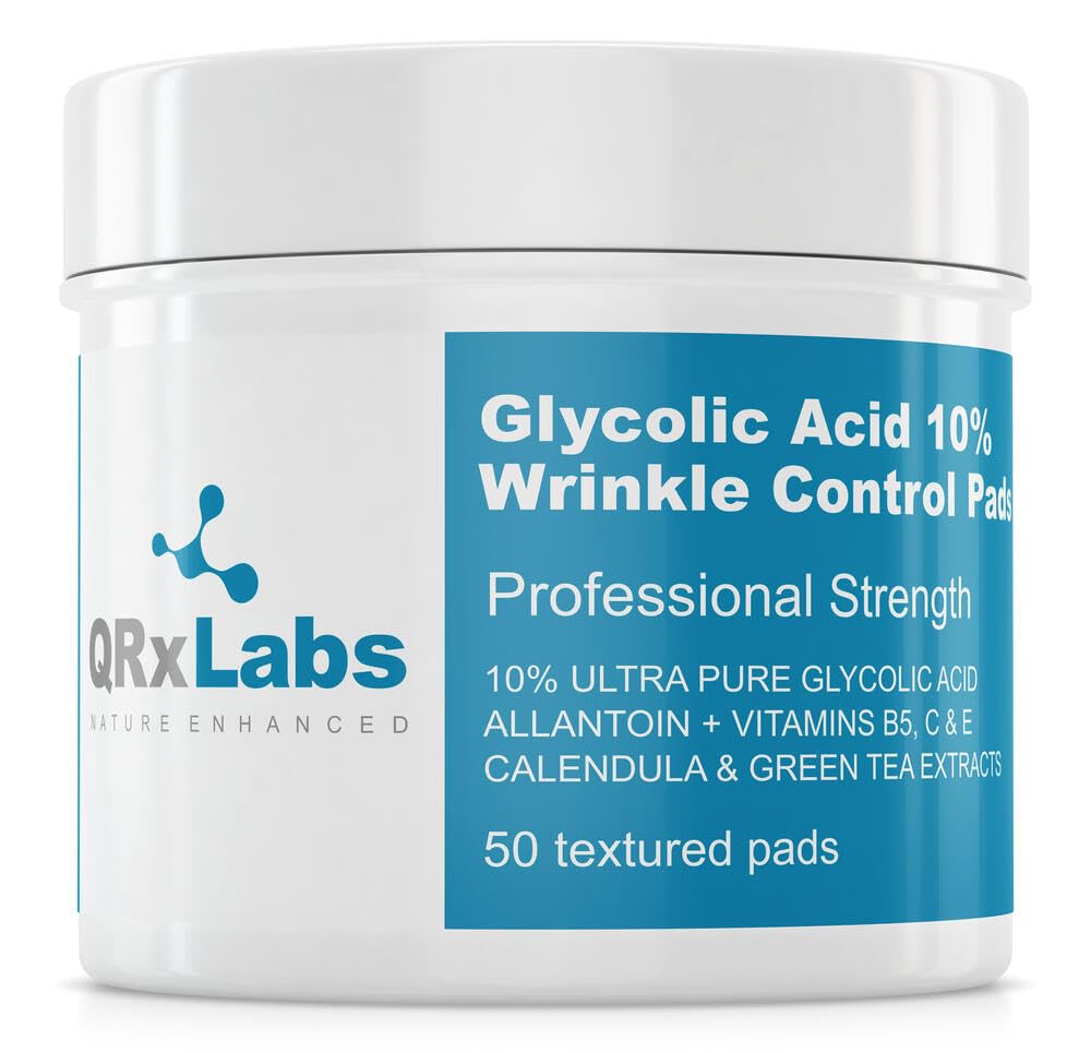 QRxLab Wrinkl Contro Trio 10 Glycoli Aci Contro Pads 15 Renewa Seru fo Face Lemo Verben Nec Firmin Crea Achiev Smooth Bright an Fir Ski Prevent Wrinkles Dar Spots