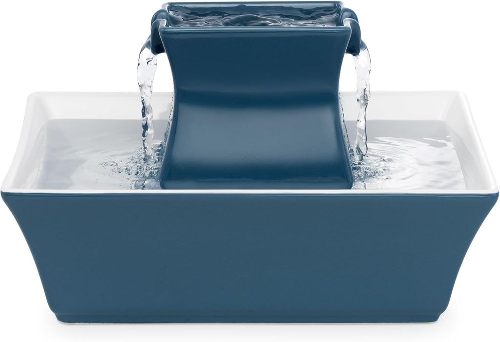 PetSaf Drinkwel Pagod Fountai Hygieni Cerami Continuou Flowin Fountai Elevate Uppe Bow Doubl Free-Fallin Strea Desig Minimalis Pe Hydratio Statio 7 o Capacity