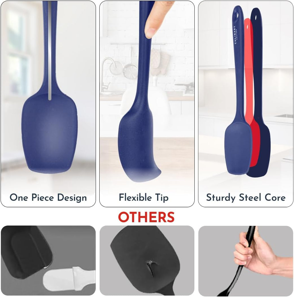 4-Piece Blue Baking Spatula Set - Holiday Baking Essentials, Rubber Spatulas Silicone Heat Resistant, BPA-Free - Spatula Set for Nonstick Cookware - Silicone Baking Utensils