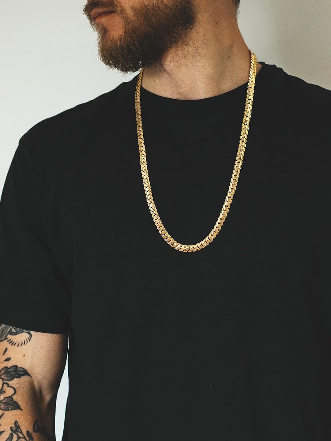U7 Men Stainless Steel Necklace Cuban Link Chain, Flat Curb Chain Necklaces Unisex, Silver/Black/Gold Plated Chunky Hip Hop Neck Chain, 6mm/9mm Width, 18-32 Inches Length Jewelry for Mens Women