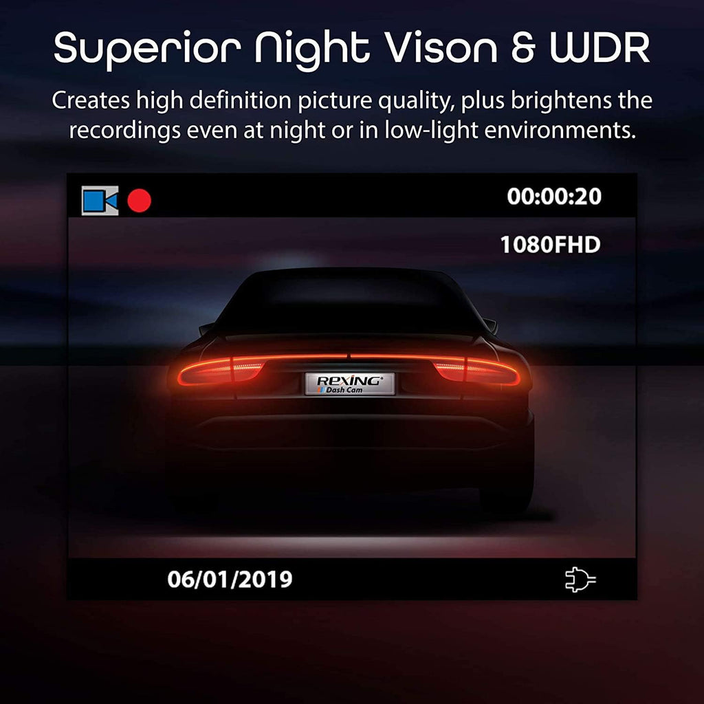 Rexin V Basi Das Ca 1080 FH DV Ca Drivin Recorder 2.4inc LC Scree 170¡ãWid Angle G-Sensor WDR Parkin Monitor Loo Recording