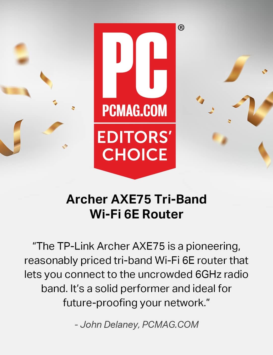 TP-Link AXE5400 Tri-Band WiFi 6E Router (Archer AXE75), 2025 PCMag Editors' Choice, Gigabit Internet for Gaming Streaming, New 6GHz Band, 160MHz, OneMesh, Quad-Core CPU, VPN WPA3 Security