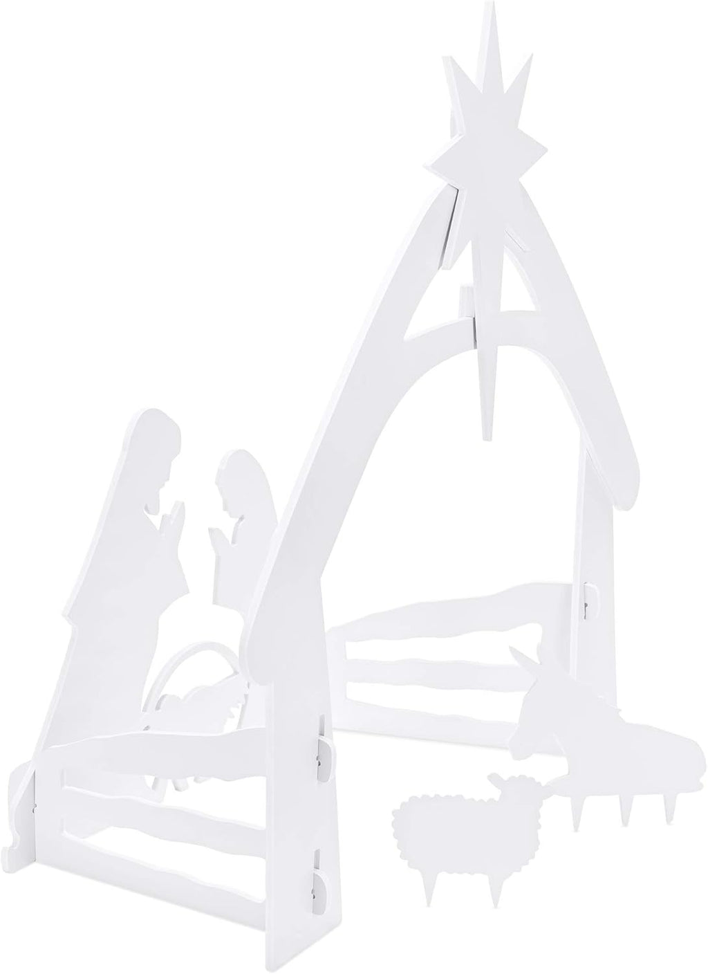 Best Choice Products 4ft Outdoor Nativity Scene, Weather-Resistant Decor, Christmas Holy Family Yard Decoration, Water-Resistant PVC - White
