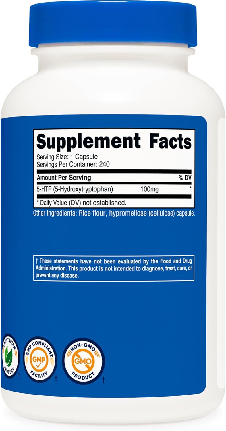 Nutricost 5-HTP 100mg, 240 Vegetarian Capsules (5-Hydroxytryptophan) - Non-GMO Gluten Free