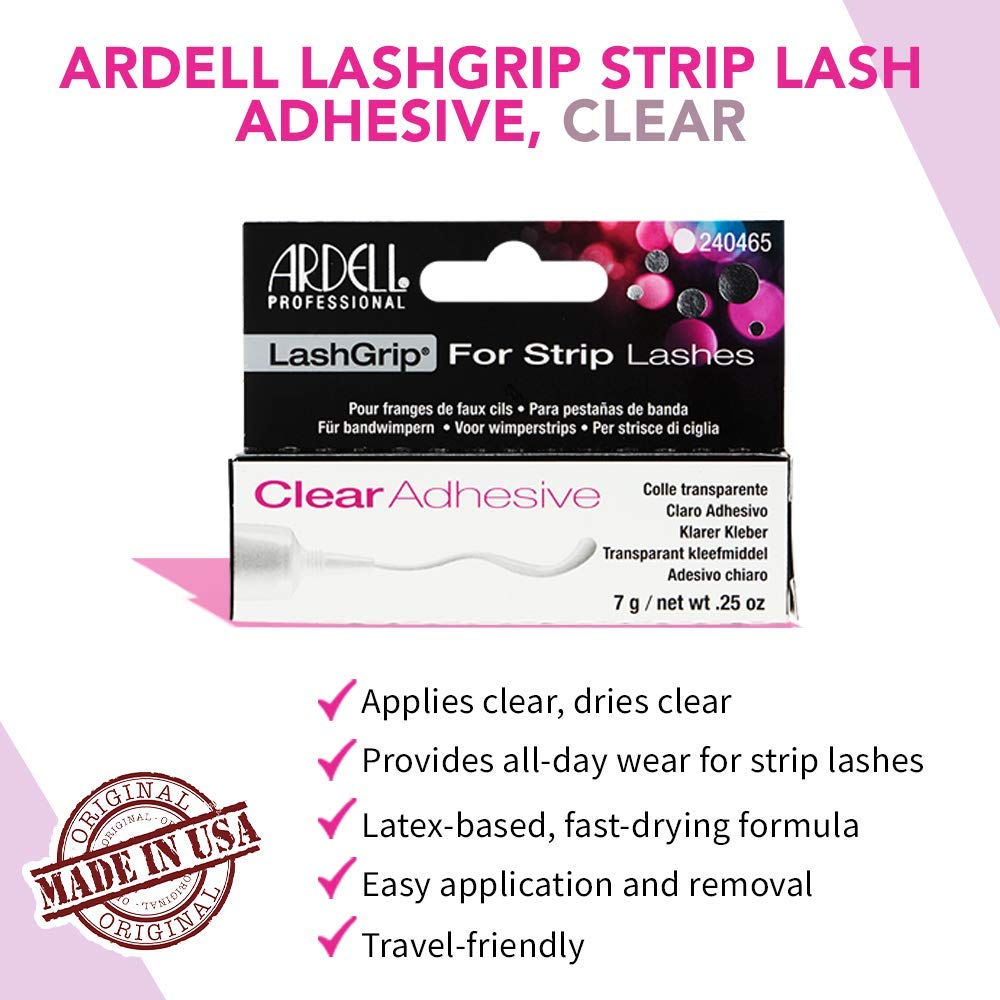 Ardell LashGrip Eyelash Adhesive for Strip Lashes ¨C Clear Eye Lash Glue Long-Lasting, 0.25 oz, 2-Pack