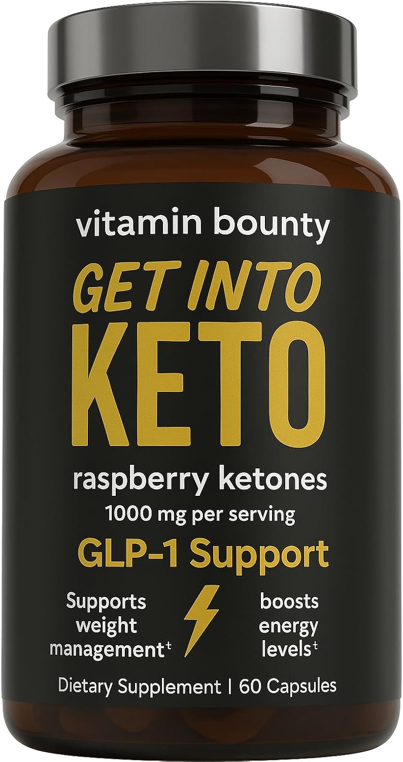 Vitamin Bounty Premium Raspberry Ketones Supplement - Keto Pills for Weight Loss - Promotes Ketosis Metabolism Support - Keto Diet Aid - Energy Boost for Women Men - 60 Capsules