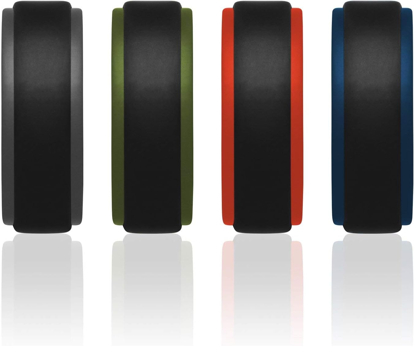 Silicon Rubbe Weddin Rin fo Men Comfor Fit Men' Weddin Band Breathabl Rubbe Engagemen Band 8m Wid 2m Thick Ste Edg Duo Pack Grey Red Oliv Green Dar Blue Black Siz 16
