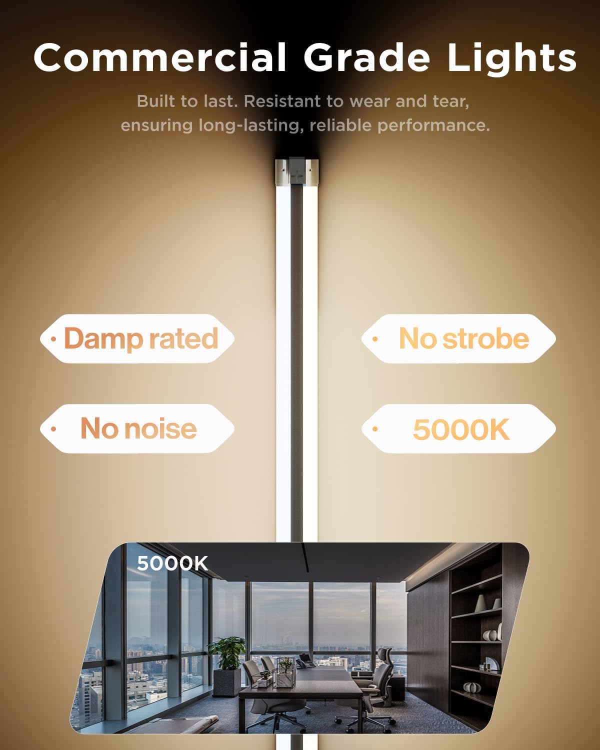 1 Pac LE Sho Light fo Worksho 4FT Linkabl Garag Lighting 450 LM 40 (150 Equivalent) 5000 Daylight Surfac Suspensio Mount 4 Inc Integrate Fixture White