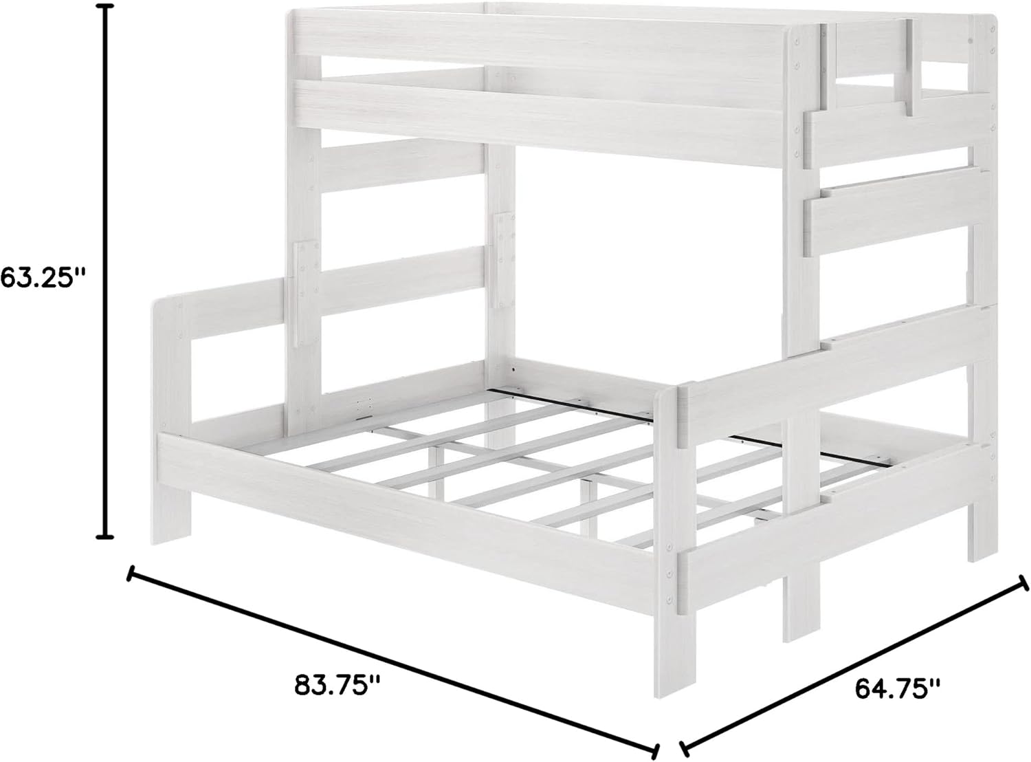 Max & Lily Bunk Bed, Twin XL-Over-Queen Bed Frame For Kids, Solid Wood for No Box Spring Needed, Driftwood