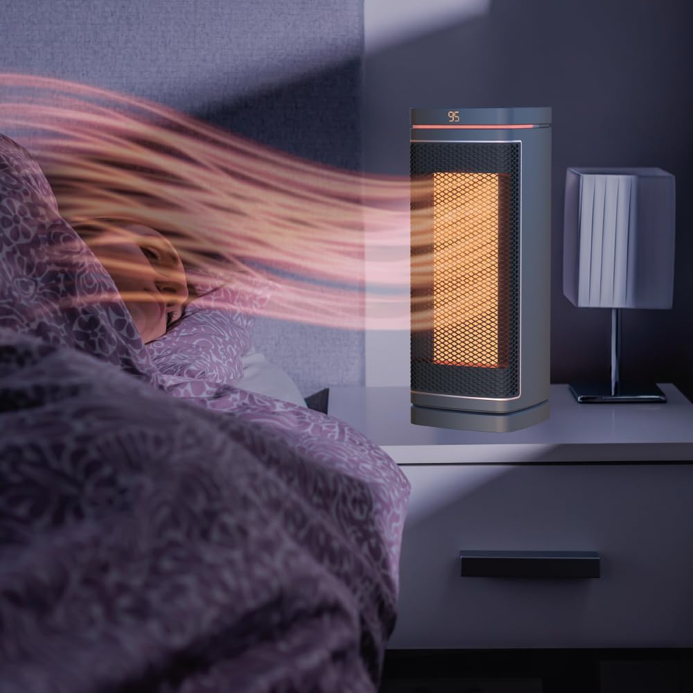 Hand Heate Coppe Cor Towe Spac Heate (150 W) Oscillating Cerami Technology Adjustabl Thermostat Quie Operation Remot Control Portabl Heate fo Indoo Use