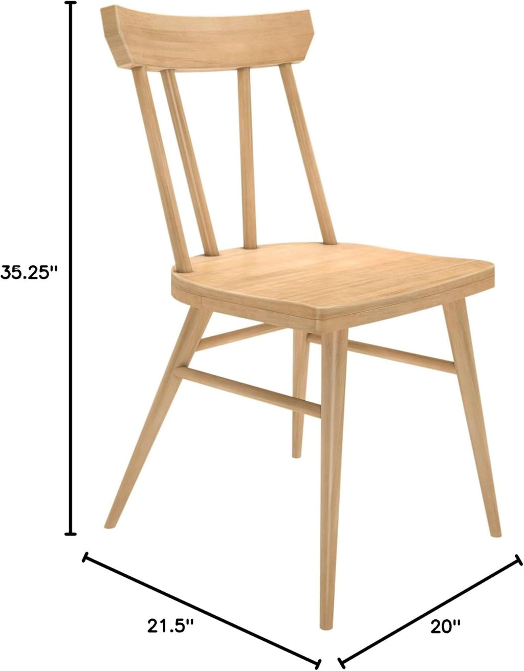Plank+Beam Solid Wood Classic Farmhouse Chair, Windsor Dining Chair, Pack of 2, Blonde