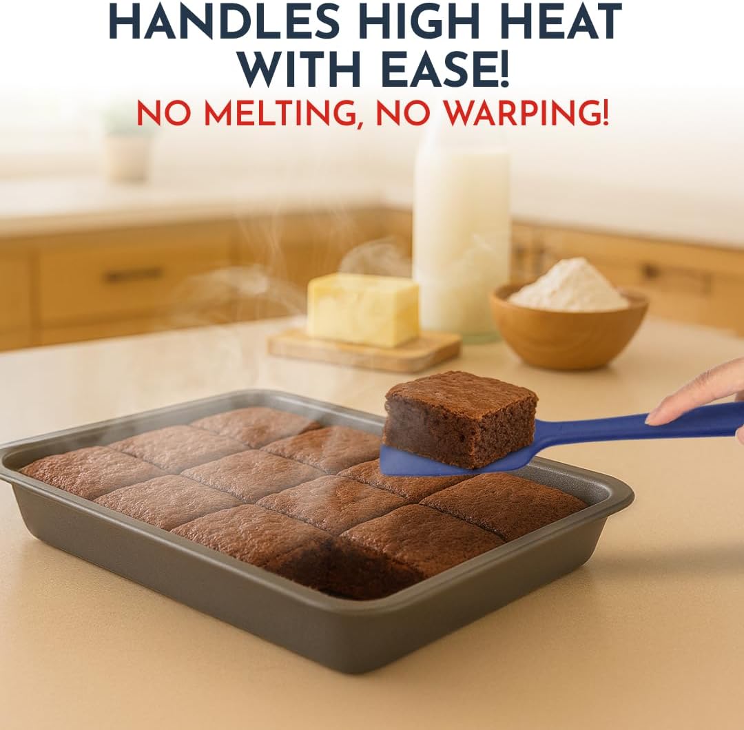 4-Piece Blue Baking Spatula Set - Holiday Baking Essentials, Rubber Spatulas Silicone Heat Resistant, BPA-Free - Spatula Set for Nonstick Cookware - Silicone Baking Utensils