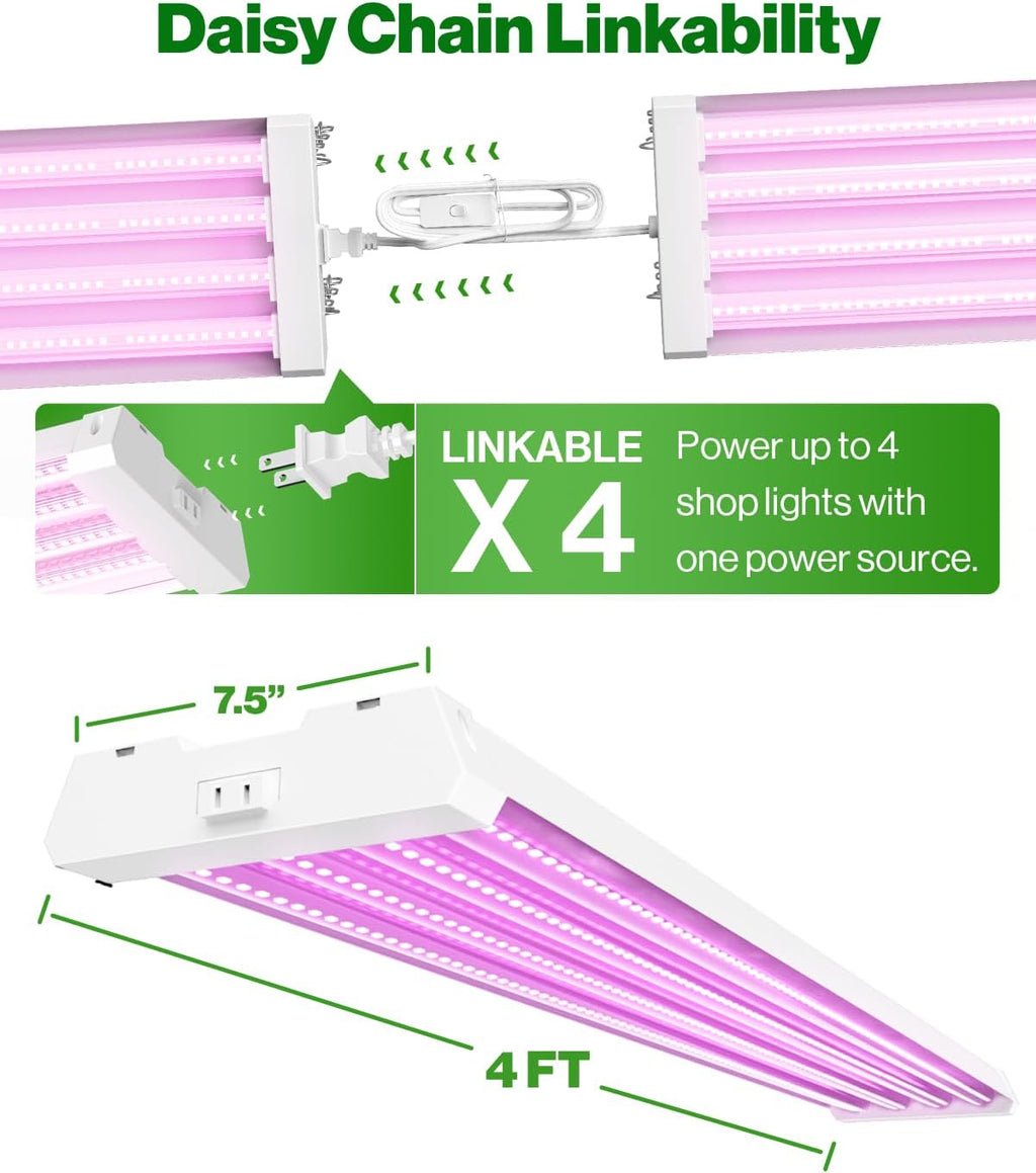 Sunc Gro Light fo Indoo Plant LED 4F Gro Ligh fo Greenhouse 80W Ful Spectrum Integrate Suspende Fixture Linkable Plu in fo Seedlings Vegetables Flower Pack.