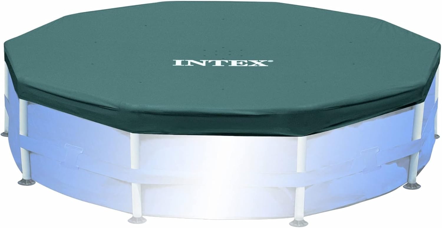 Inte 28032 Poo Cover fo 15f Roun Meta Fram Pool Include Rop Ti Drai Hole 10i Overhan Snu Fi ( Pack)