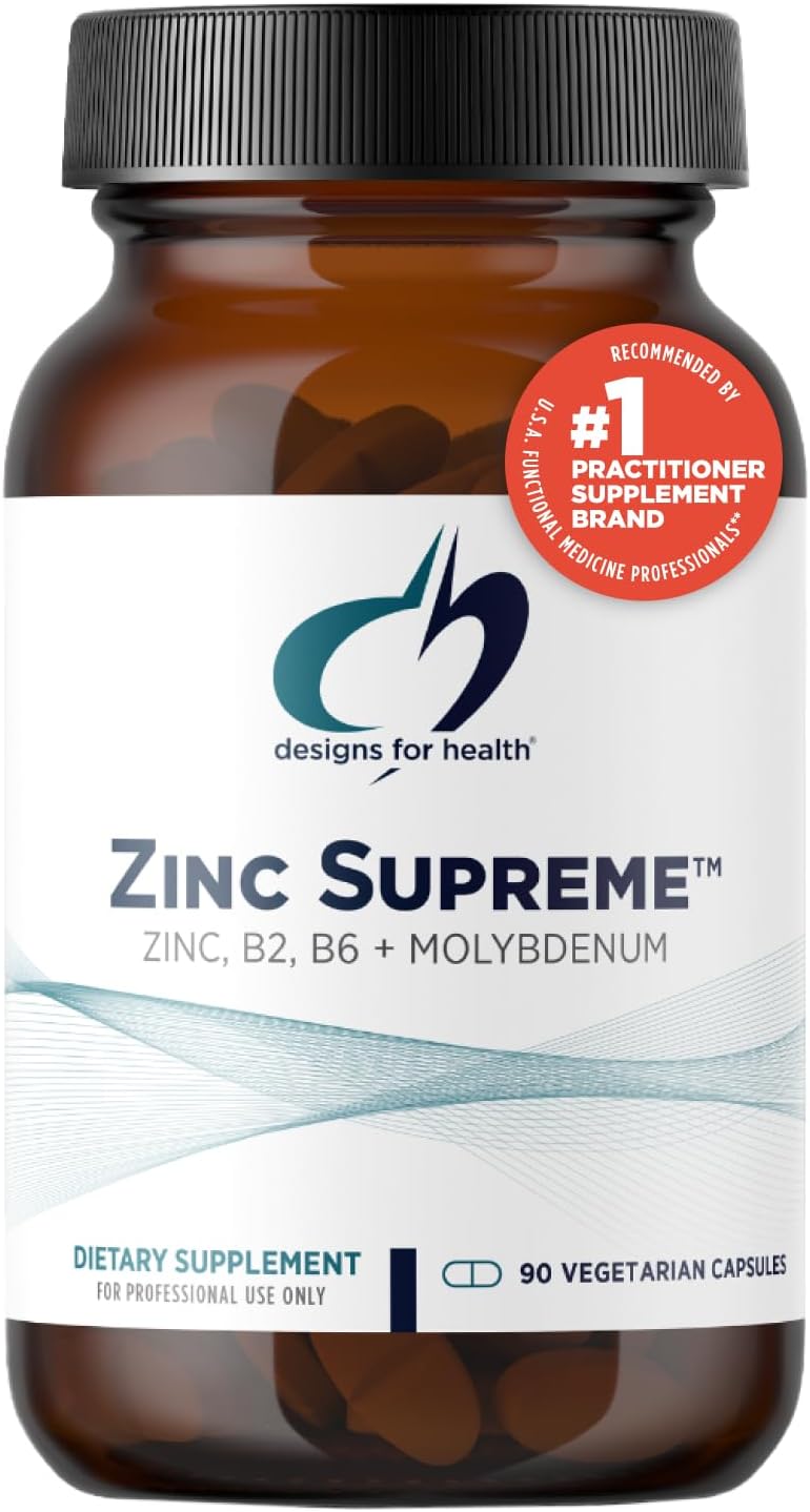 Design fo Healt Zin Suprem 30m Zin Bisglycinat Chelat Supplemen wit Cofactor Taurine Vitami B6 B Molybdenu Immun Suppor Supplemen Vega Non-GM (9 Capsules)