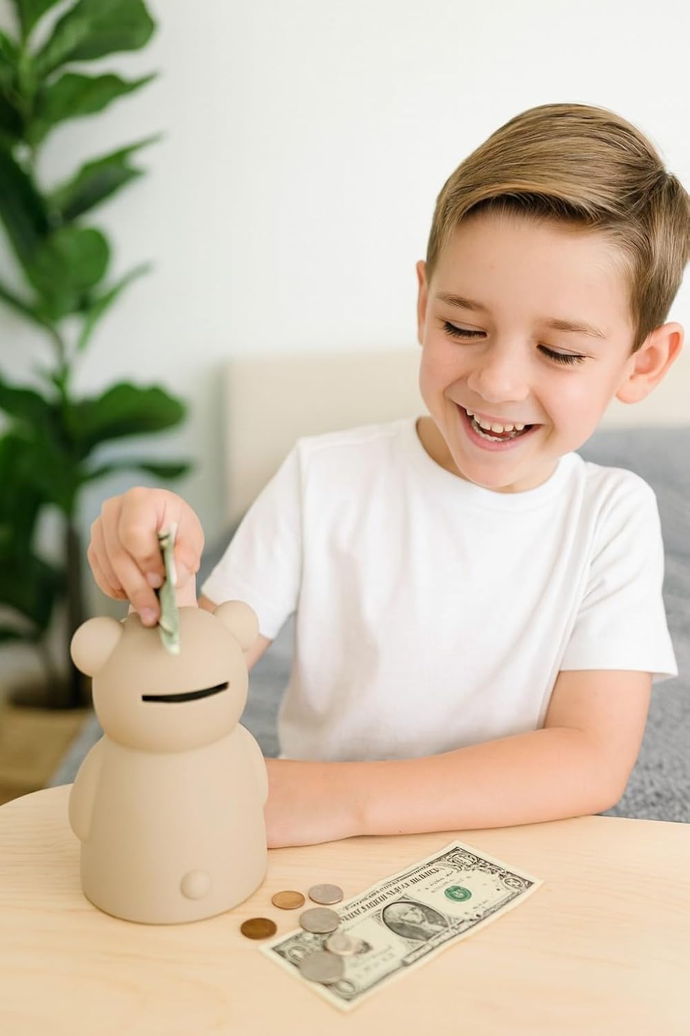 Neutra Silicon Tedd Bea Coi Ban fo Kids Baby an Toddler Unbreakabl Pigg Ban fo Kid -Nurser Deco Durabl Mone Ban Gif fo Children
