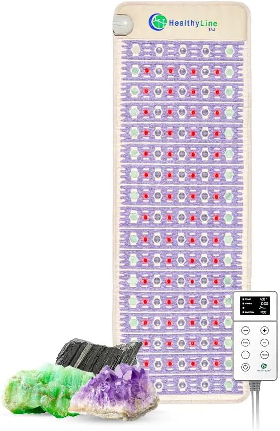 РЕМF Advanced Far Infrared Heating Pad - Professional Biomat for Pain Relief and Healing - Pulsed Electromagnetic Field Therapy - Full Body Mat with Red Lights, Amethyst, Tourmaline and Jade - 72 x 24
