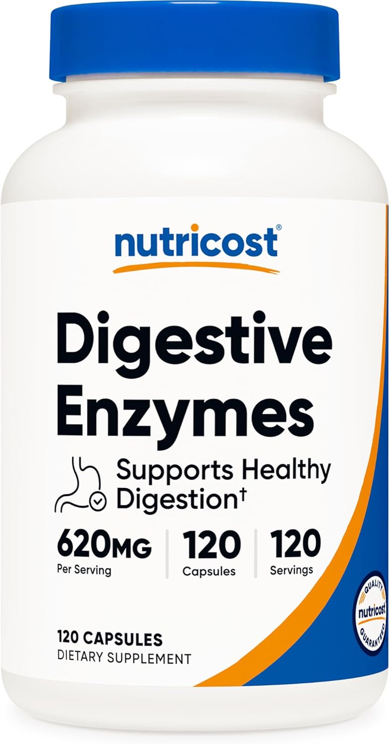 Nutricost Digestive Enzymes 620mg, 120 Veggie Capsules (2 Bottles) - Complete Digestive Enzyme Supplement