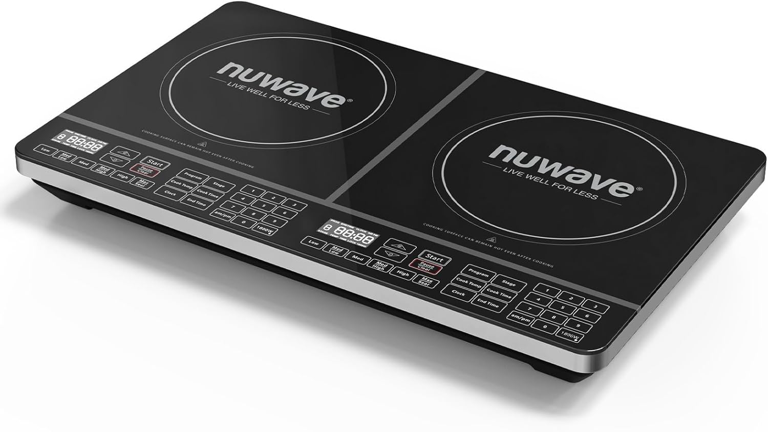 PI Double Portable Powerfu 1800 wit Larg 8 Heatin Coils Independen Controls 9 Tem Setting fro 100¡ã t 575¡ã i 5¡ã Increments 11.5 Shatter-Proo Cerami Glas Surface