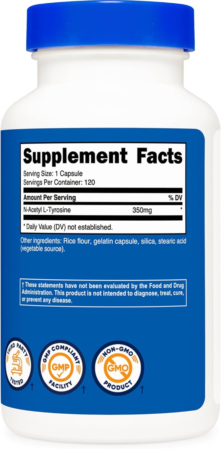 Nutricos N-Acety L-Tyrosin (NALT 350mg 12 Capsule Glute Free Non-GMO