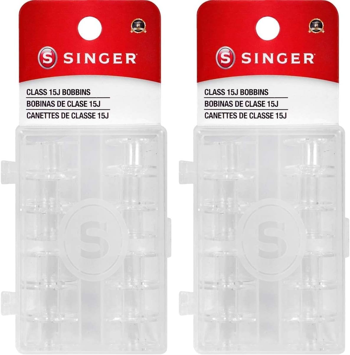 SINGER 06543 Class 15J Bobbins, Transparent, 12-Count