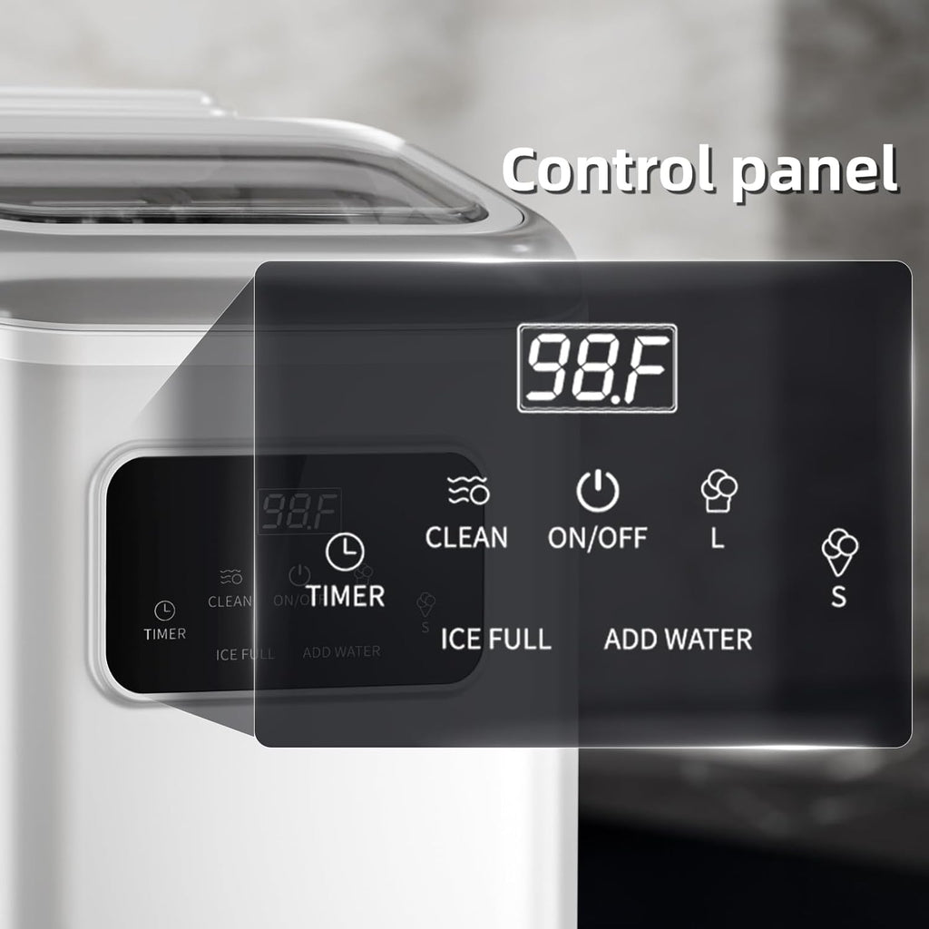 Antarcti Sta Counterto Ic Maker Portabl Ic Machin wit Carr Handle 28Lbs/24H Size Bulle Ice 24 Timing Cube i Min Office/Kitchen/Ba White