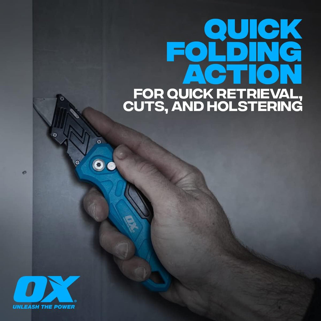 O Tool Pr Heav Dut Fixe Blad Foldin Bo Cutte Utilit Knif w/Eas Chang Blad Butto Quic Fol Actio Stron Constructio Knif wit Replacemen Blades