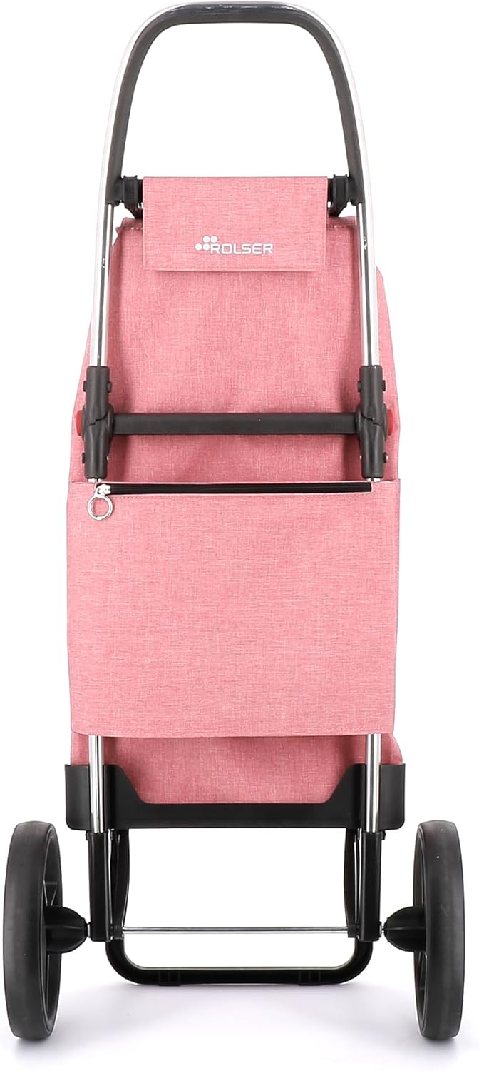ROLSER Foldable Grocery Shopping Cart with Wheels | Collapsible Personal Folding Cart for Groceries | Durable & Portable | Coral