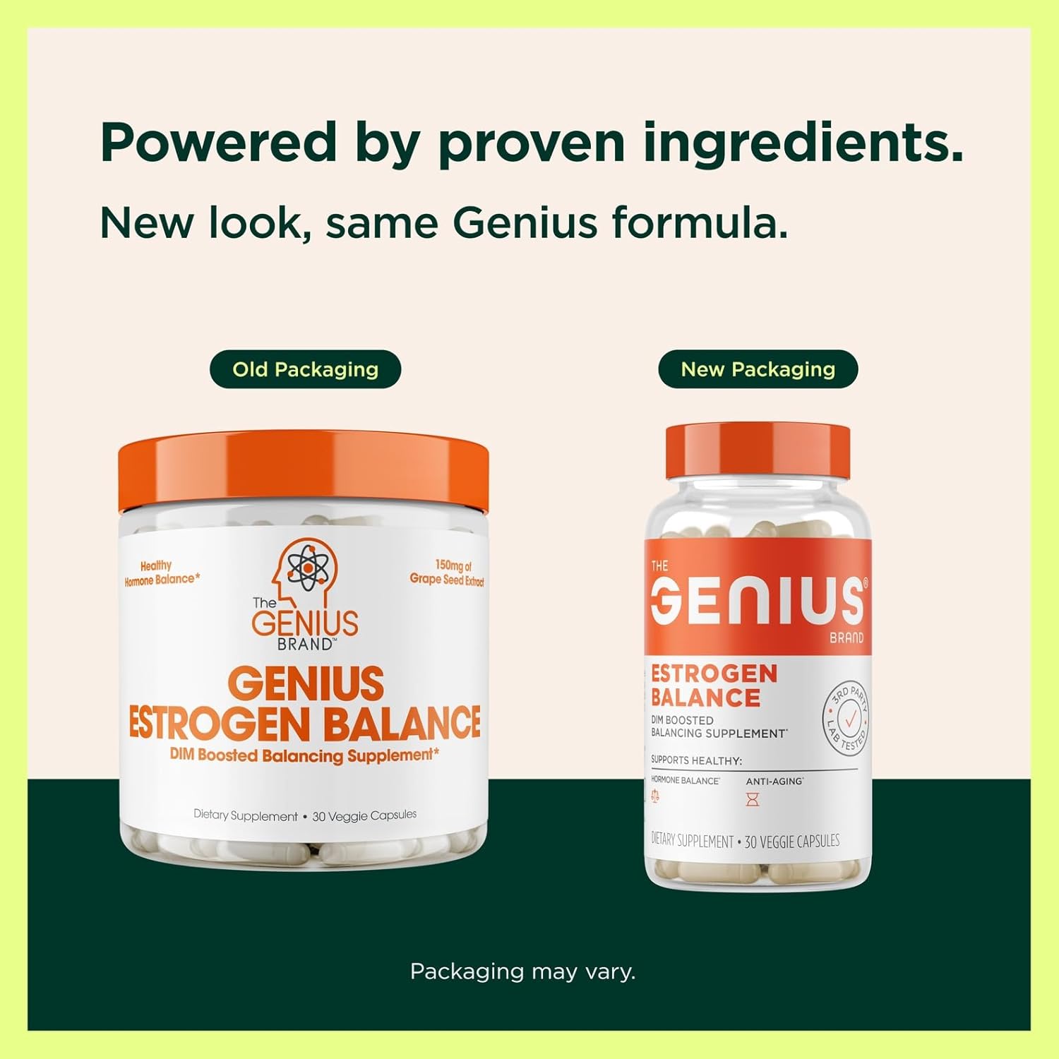 Geniu Estroge Balance Di Supplemen Blocke fo Me Wome Hormones Hormona Acn Menopaus Aromatas Inhibito wit Grap See Extrac BioPerin 3 Capsules