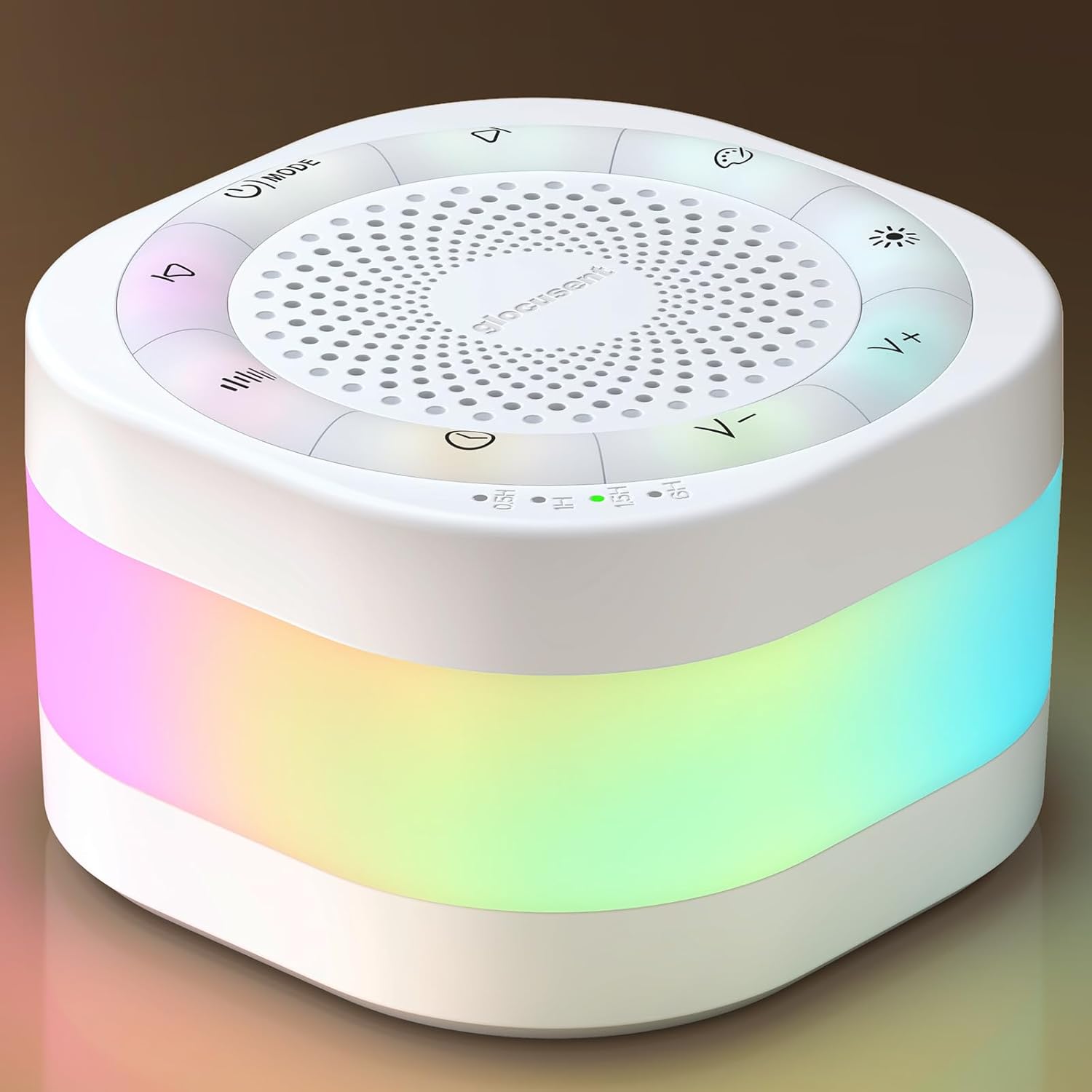 Glocusen Whit Nois Soun Machin fo Sleep 4 Sound Include Whit Pin Brow Noise Alph Brainwaves Dual-Trac Combinatio fo Bab Kid Adults Gradient Breathin Stati Colors