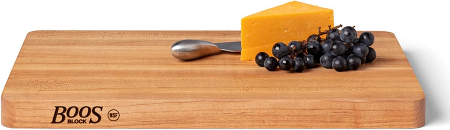 John Boos Chop-N-Slice Series Rectangular Wooden Maple Cutting Board 18¡±x12¡± ¨C 1.25¡± Thick, 8-lb Reversible Butcher Block with Eased Corners Edge-Grain ¨C Made in the USA