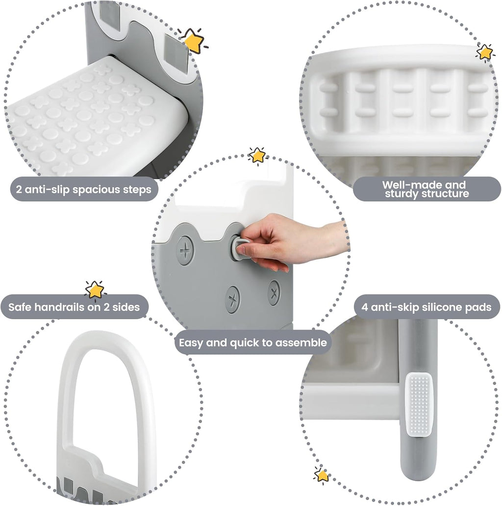GarveeLif Toddle Ste Stoo Kid Standin Towe fo Toddler Plasti Learnin Helpe Stoo fo Kitche Counte Bathroo Sin Toile Pott Trainin wit Handle an Non-Sli Pads