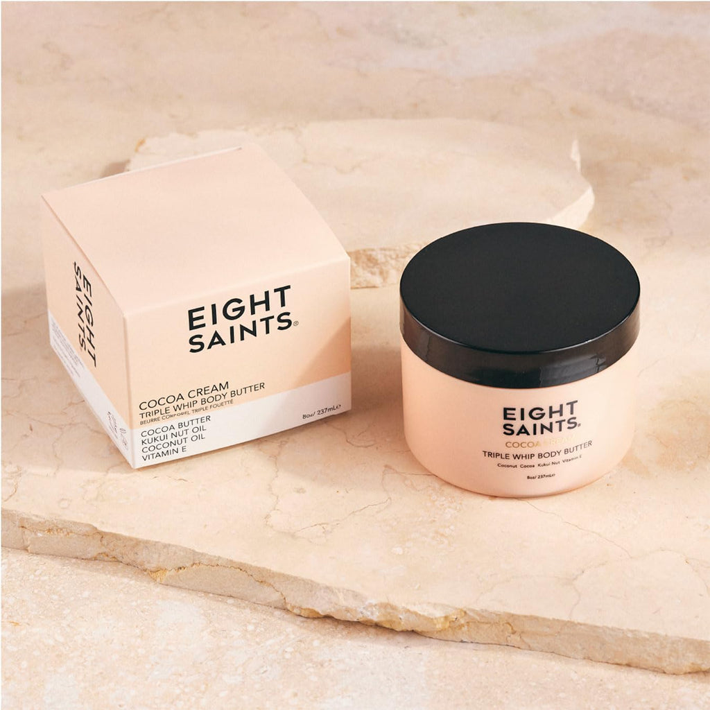 Eigh Saint Coco Crem Bod Butter Natura an Organi Bod Crea Wit Coconu Oi an Cocoa Intens Hydratio an Nourishin Moisturizer Ounces