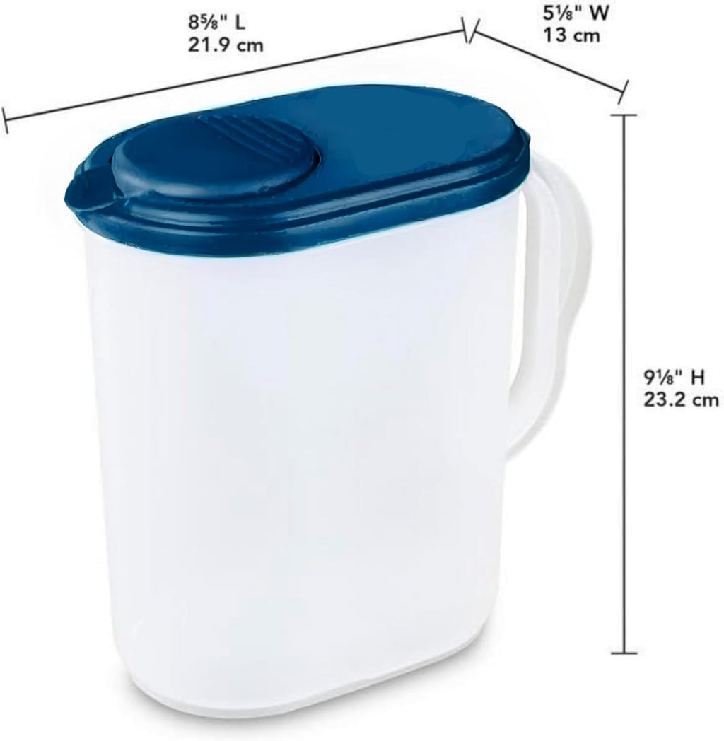 Wate Pitche wit Li Gallo Sli Heav Dut Plasti Measurin Pitche wit Se Throug Base Lea Proo Spil Proo Li w/Pivo Spou LidCover BPA-fre -Idea fo mixing storin serving
