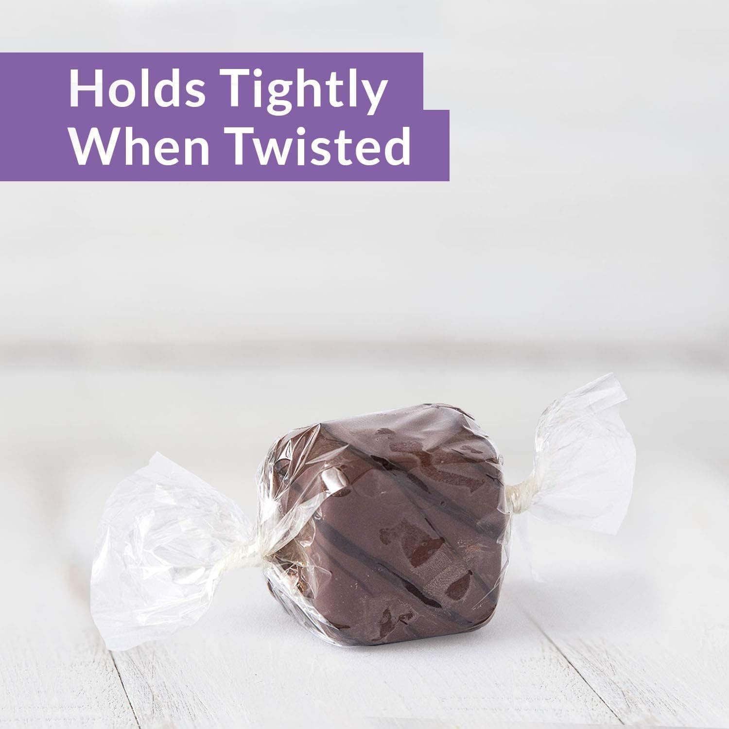 Oasi Suppl Twistabl Clea Cellophan Wrapper fo Carme Candy Hold Tight fo Al Sof o Har Candies 100 Squar Sheets (5x Inches)