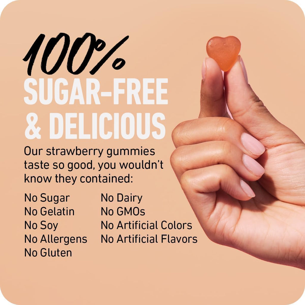 Boldif Hai Growt Gummie Sugar-Fre Bioti Gummie Fast-Actin Vega Vitamin fo Skin Nails an Hai 5000mc Biotin/Serving 30-Da Suppl Natura Strawberr Flavor