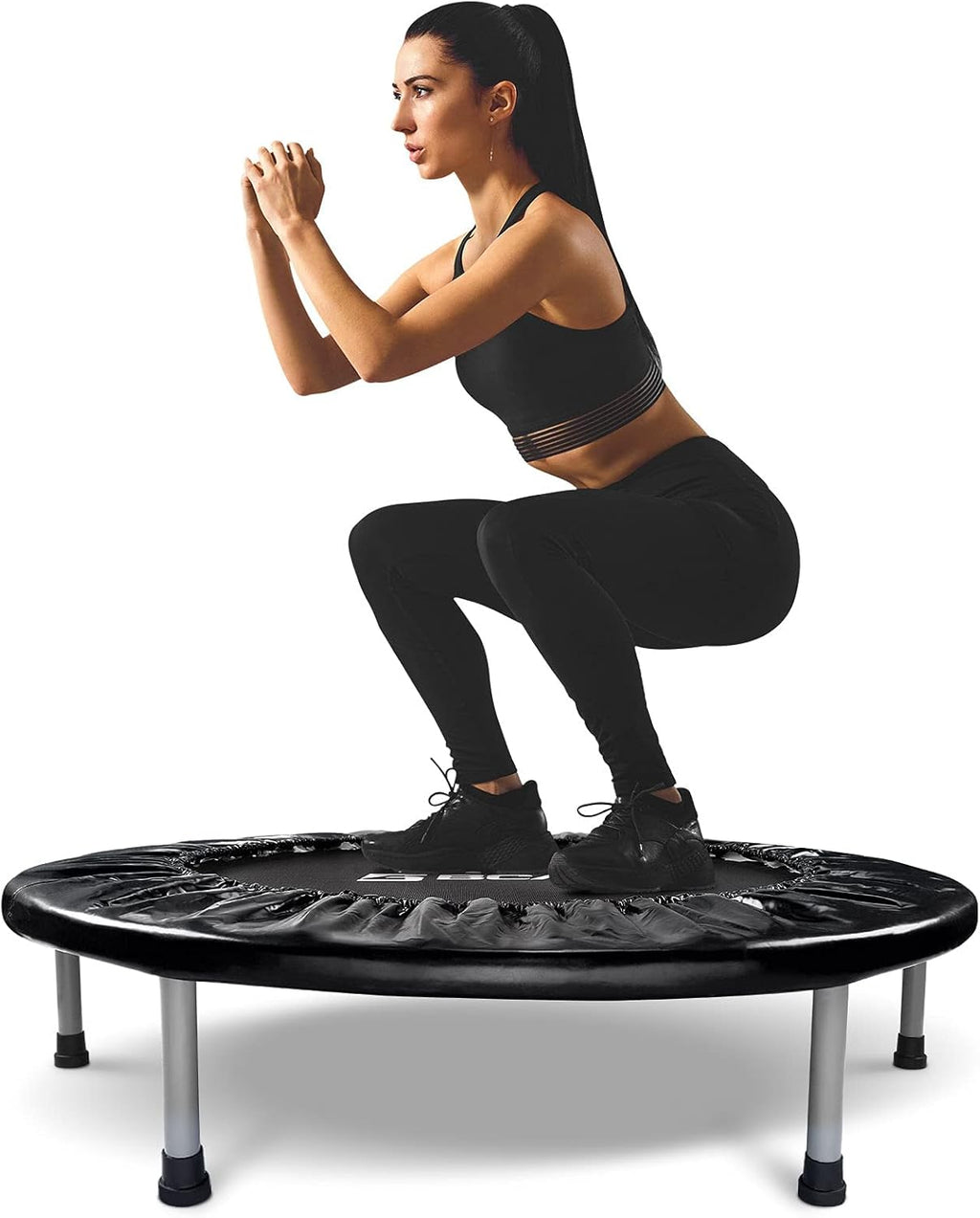 BCAN 38inch/40''/48'' Foldable Mini Trampoline Fitness Trampoline with Safety Pad,Rebounder Exercise Trampoline for Adults Indoor/Garden Workout,Max Load 300lbs/440lbs