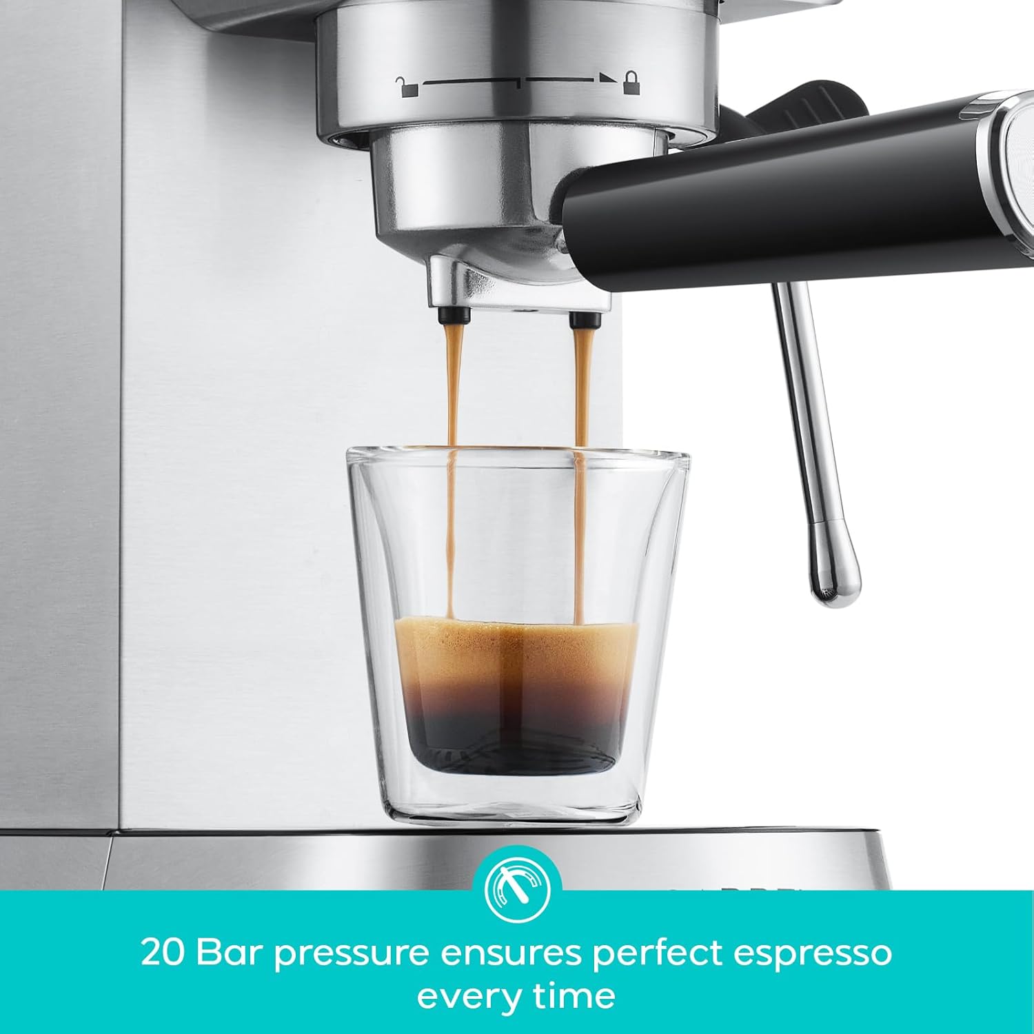 CM5418 Espresso Machine 20 Bar, Compact Espresso Maker with Steam Milk Frother, Stainless Steel Coffee Machine with 34oz Removable Water Tank for Cappuccino, Gift for Women or Men, Silver