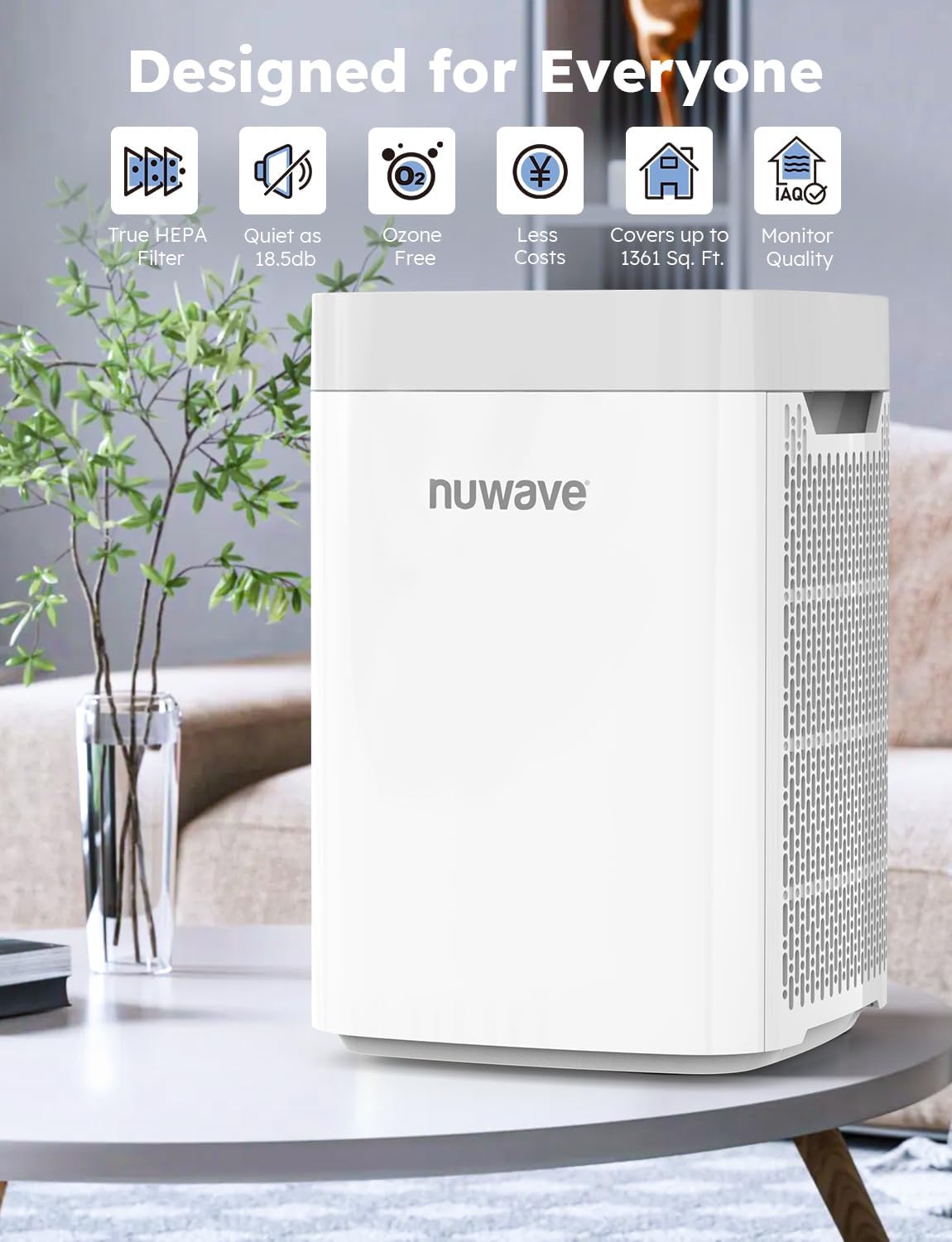 Portabl Ai Purifie fo Larg Roo u t 136 S F wit P 2. Displa Ai Qualit Sensor H1 Tru HEP Ai Filte Remov 99.97 o Pet Hai Odo Dus Smok wit Double-side Ai Intake