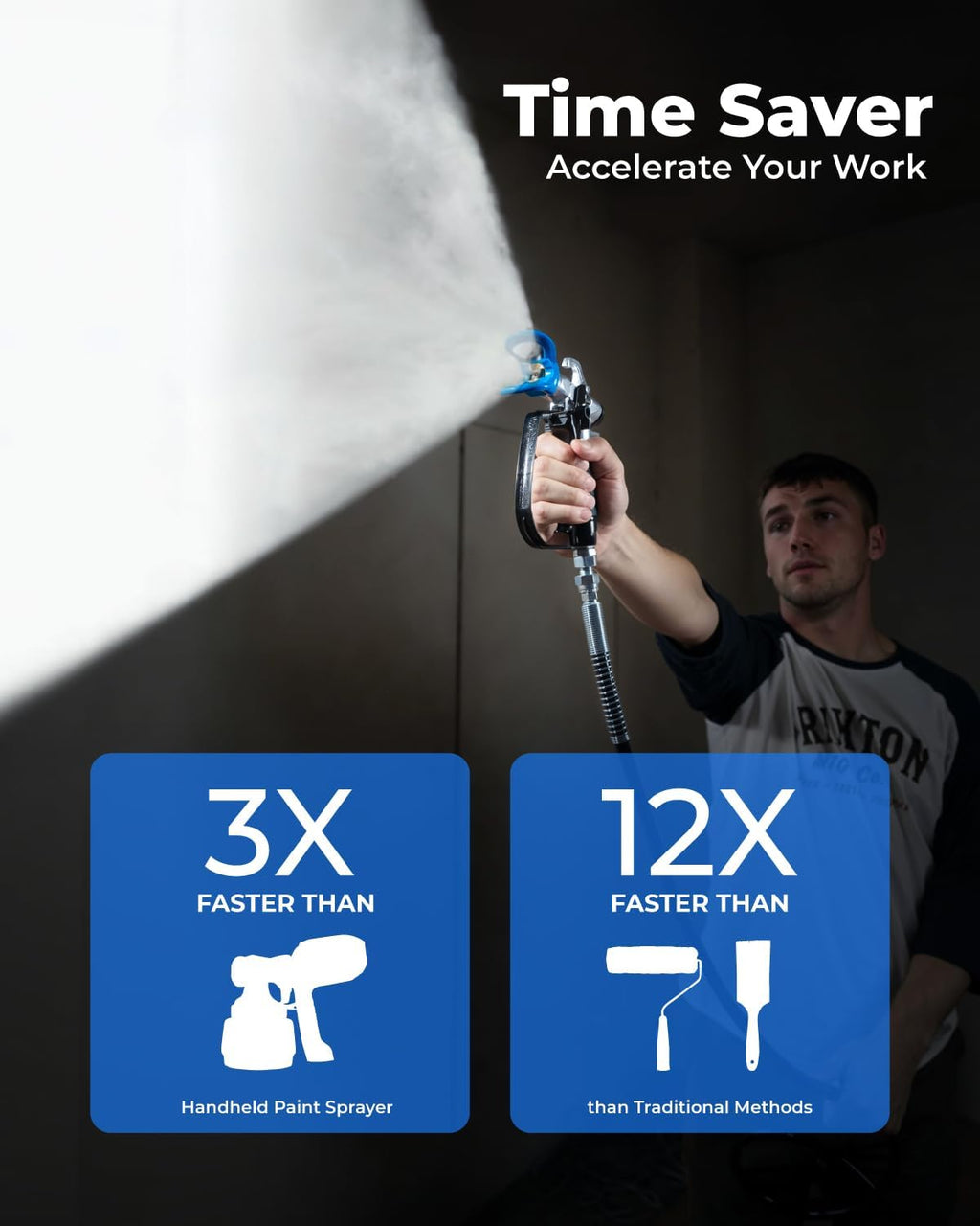 Toolrhin Airles Pain Spraye fo Hous Painting DI Beginners Choic wit Accessorie Storag Space Lightweigh Design Thinning-Fre Quic Clea fo Gallo DI Paintin Projects