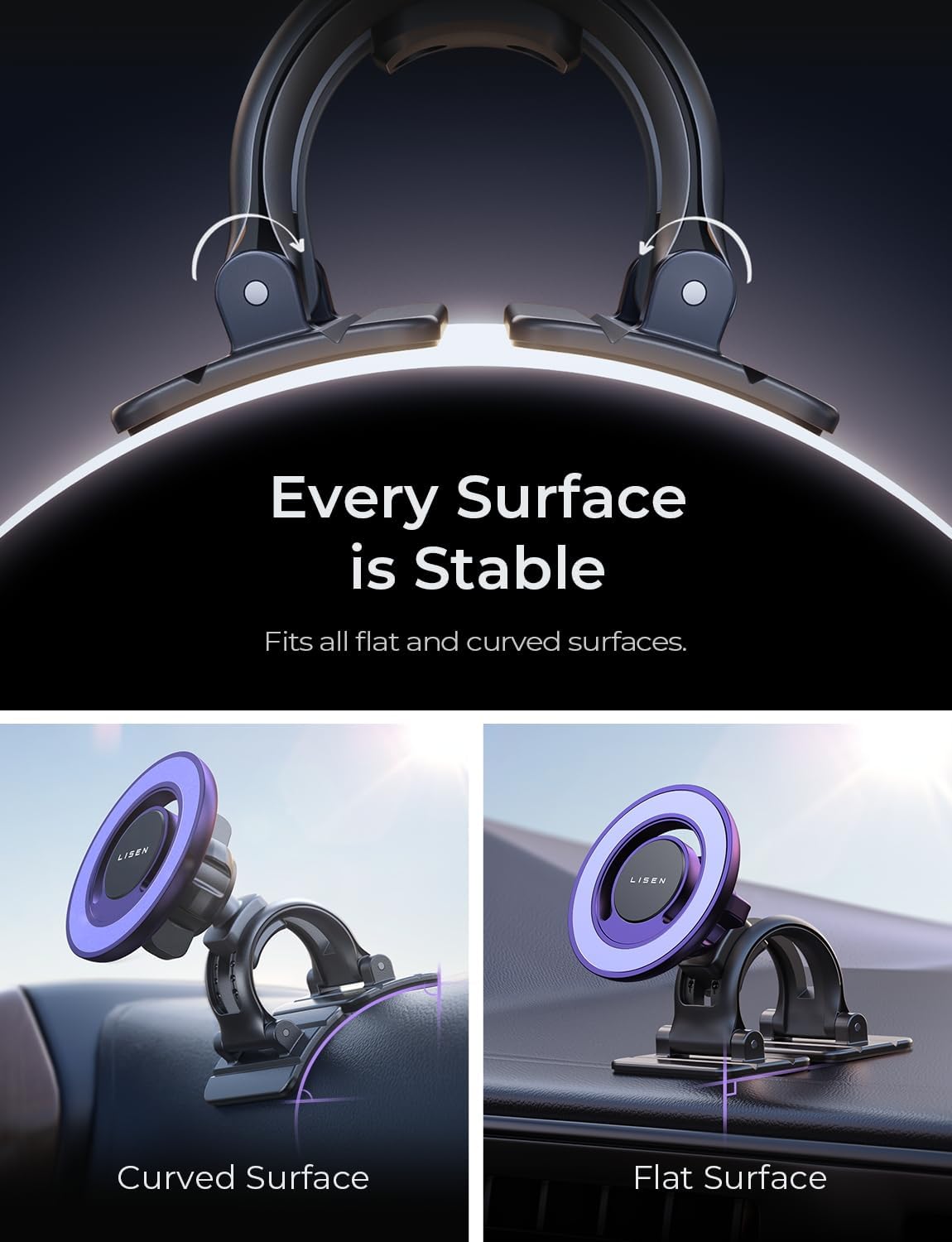 LISEN Fits MagSafe Car Mount Car Phone Holder,Strong Magnetic Phone Holder for Car Magsafe, Dashboard Vent iPhone 16 Car Mount Holder Car Accessories for iPhone 16 15 14 13 12 Pro Max,Purple